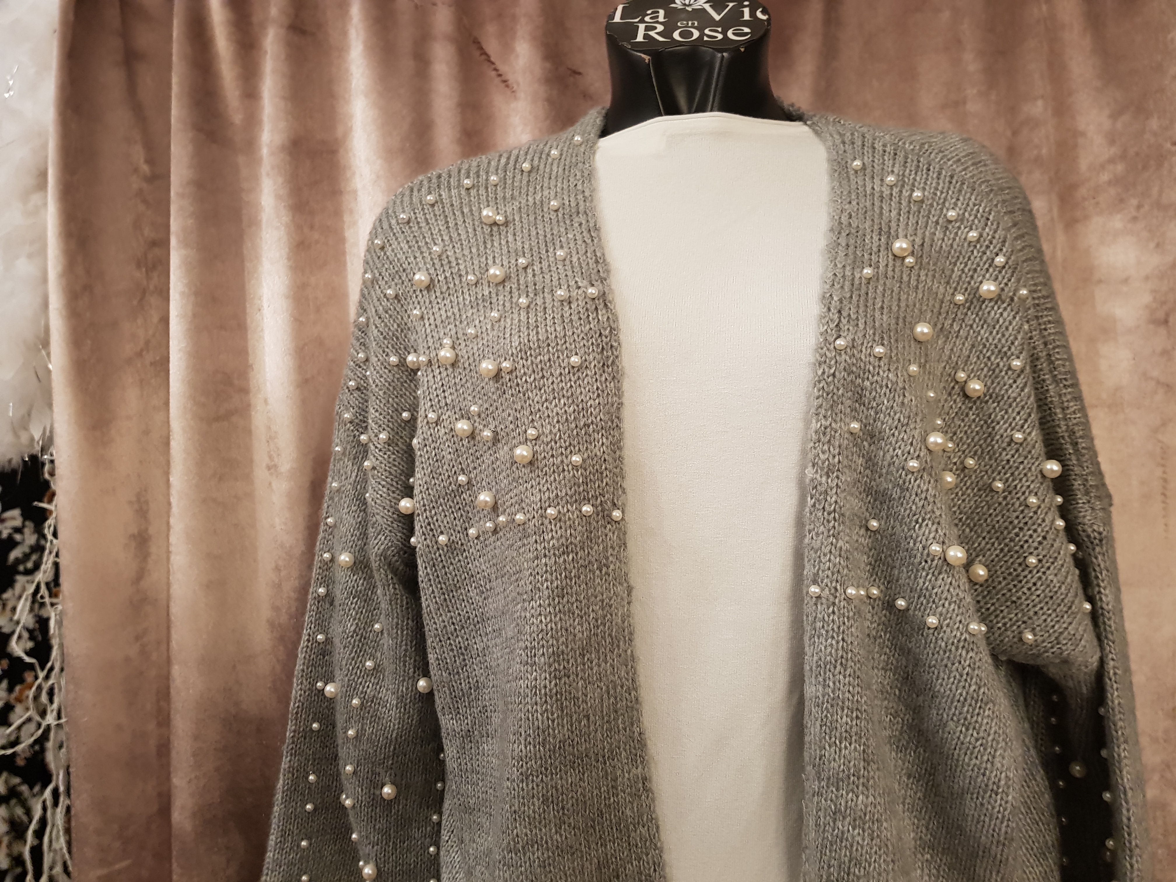 Bernadette veste gris avec perles