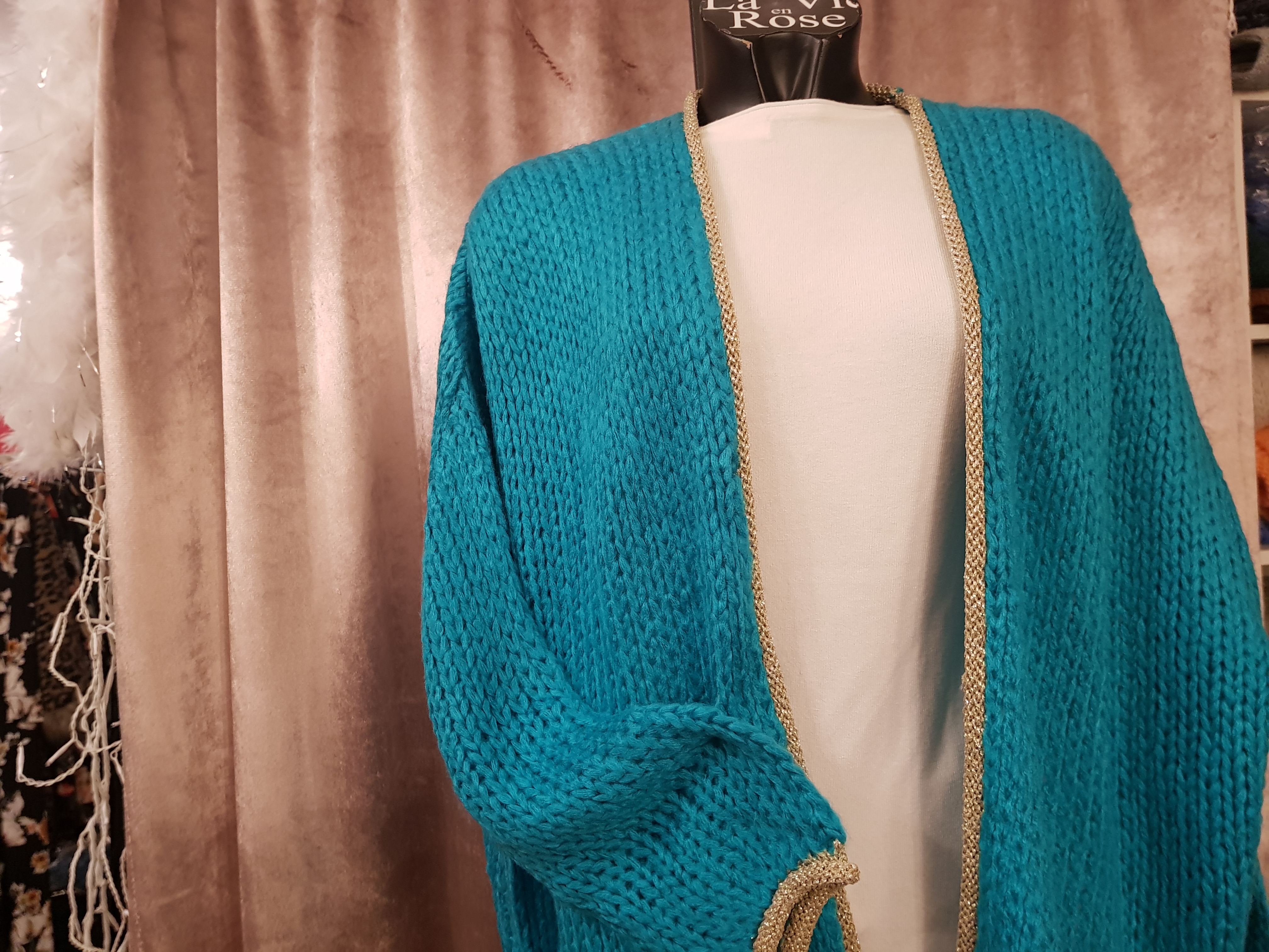 bernadette Turquoise met lurex gouden randje