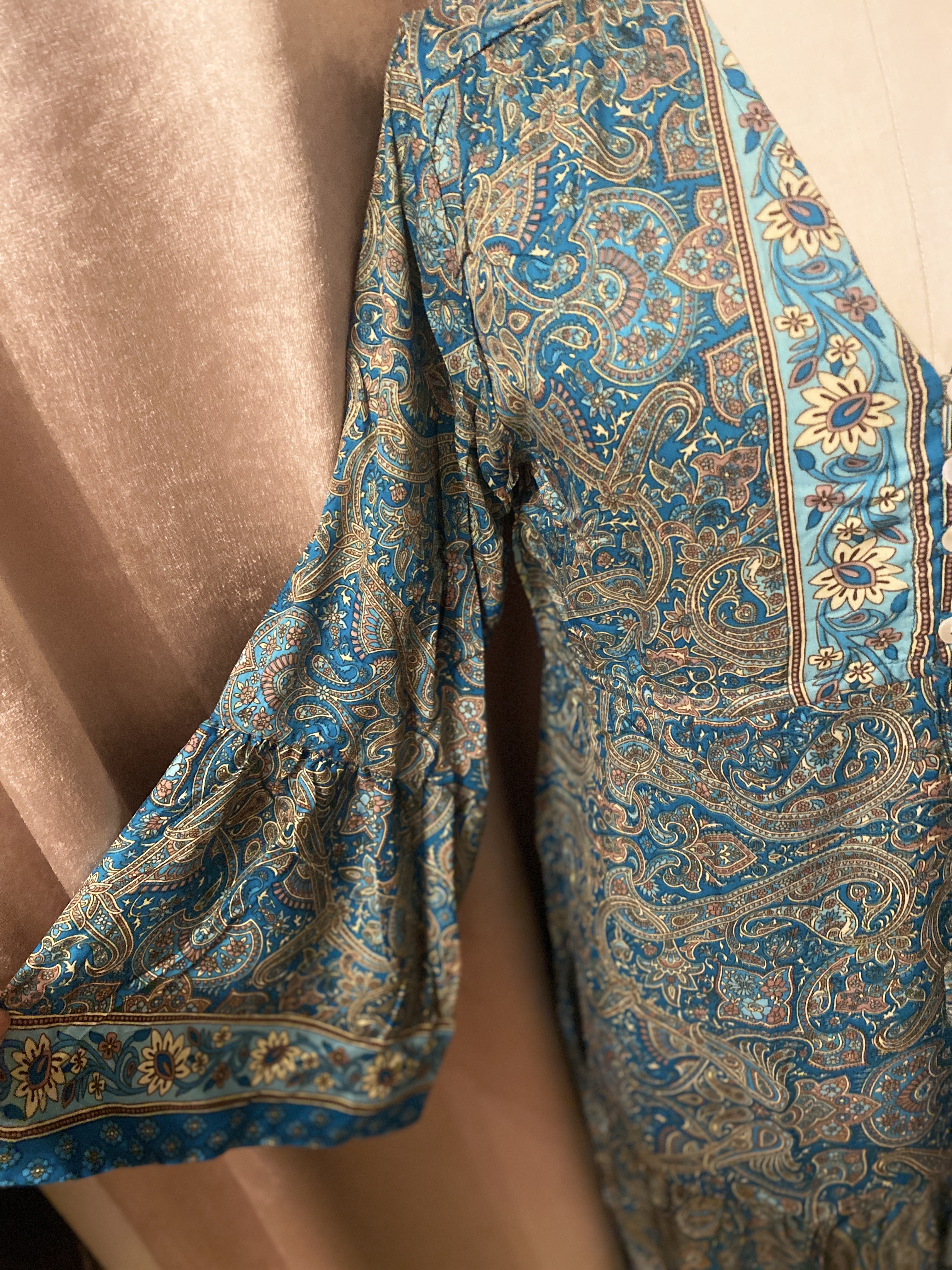 boho stijl zijden jurk turquoise in zijde en viscose