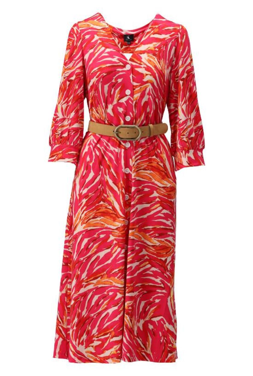 K-design jurk W351 tropische bloemen print