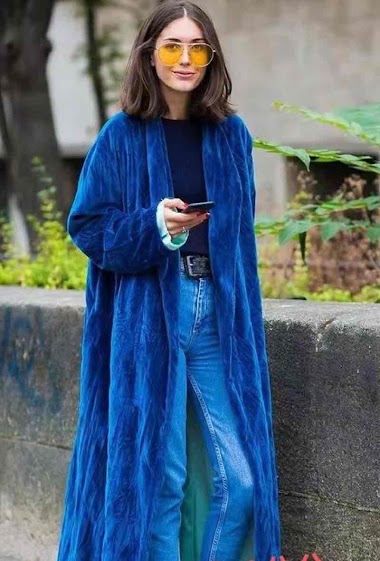 kimono bleu velours