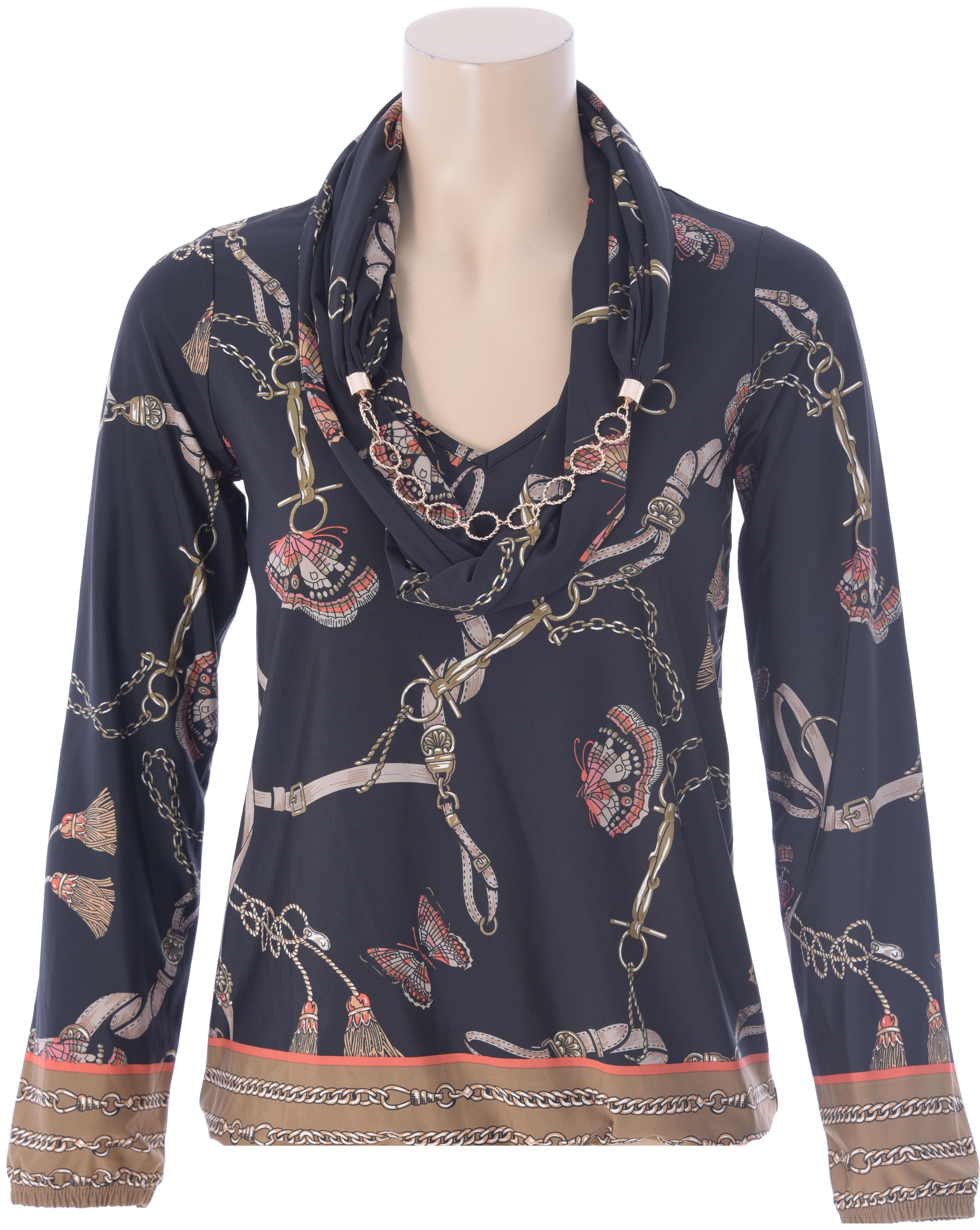 o850 blouse met sjaal en ketting tot maat extra3=xxxxxL