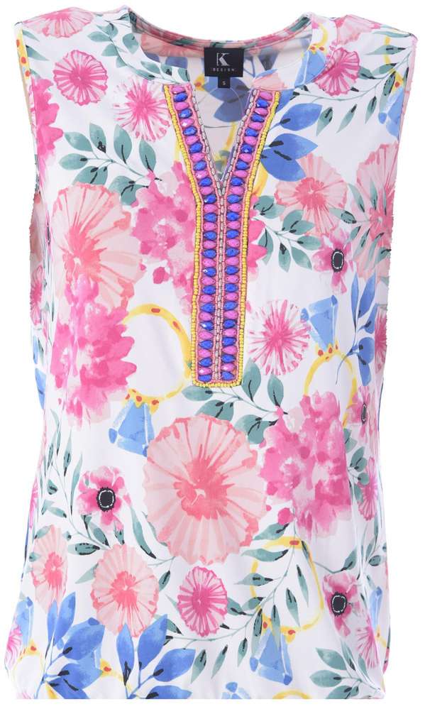 k-design blouse q 829 zonder mouwen en perlage