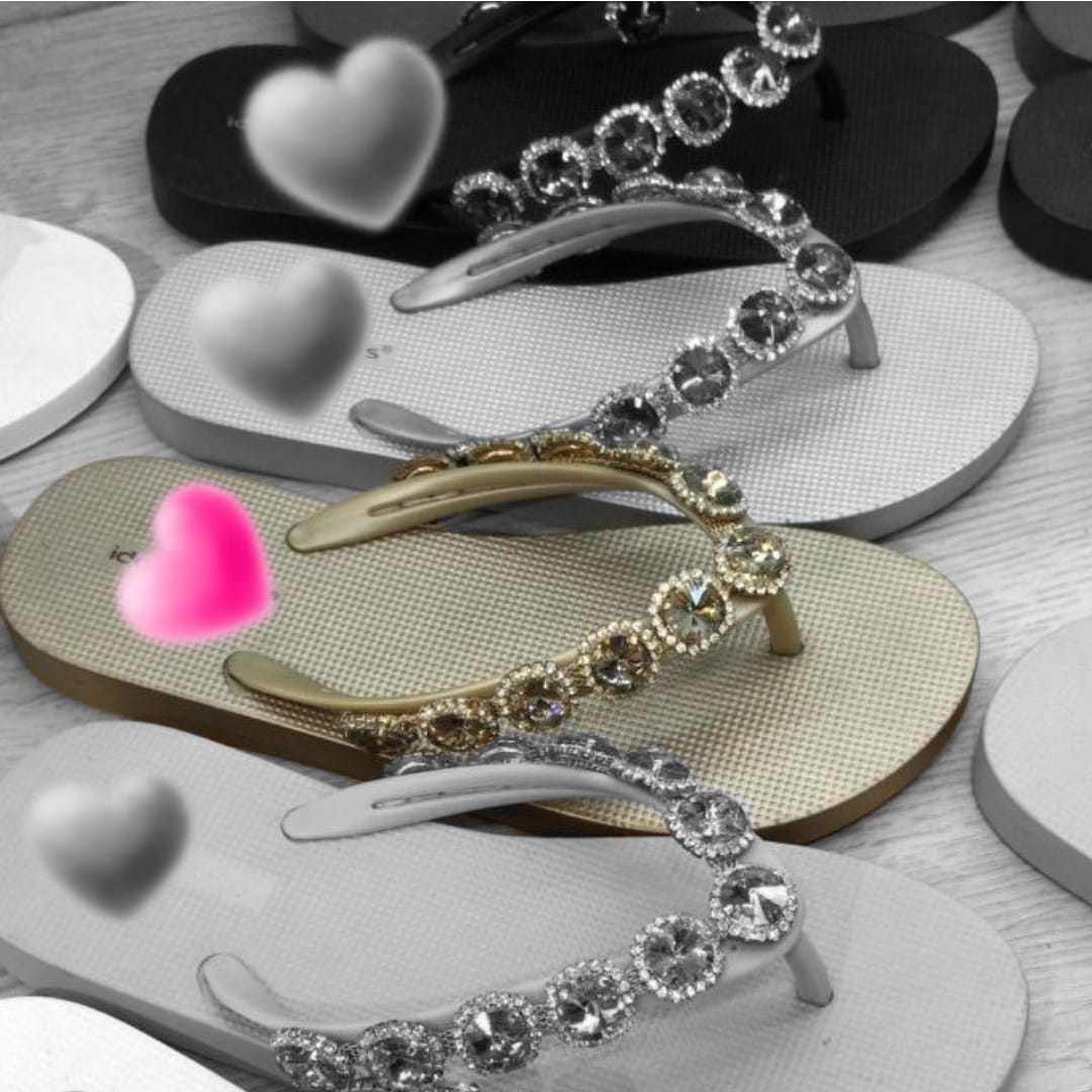 slippers met ronde diamantjes goud