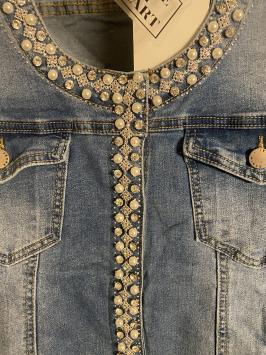 Veste Jean stretch avec perles et strass