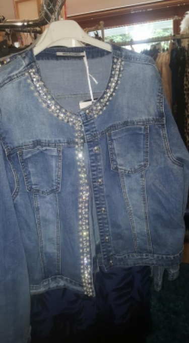jeans vest stretch met strass en parels