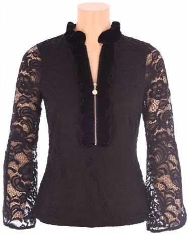 m406 blouse stretchkant zwart  kdesign