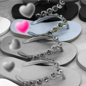 slippers met ronde diamantjes zilver