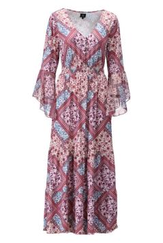 K-design jurk W117 Maxi bohemian stijl met patchwork print